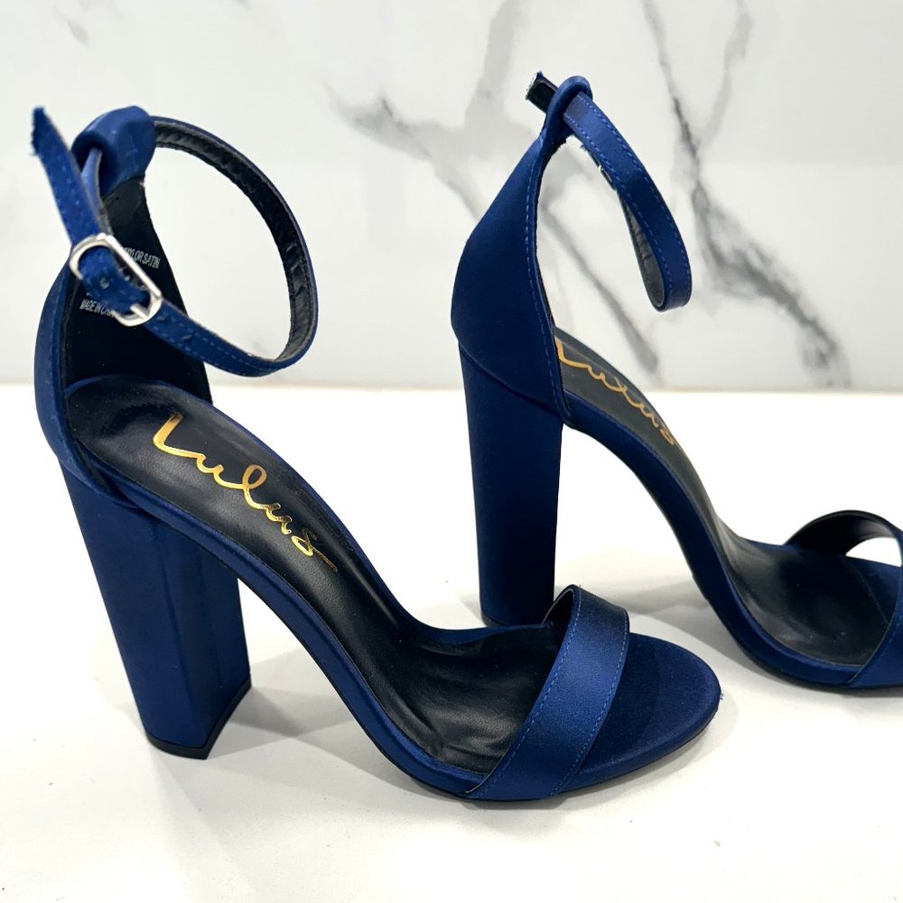 Lulu's Taylor Blue Ankle Strap Block Heels - Size 5